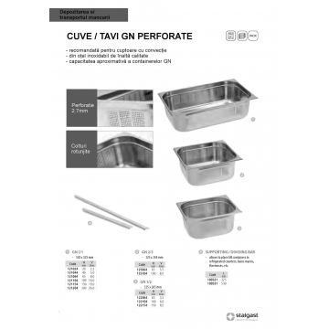 Tava inox GN 2/3 65 perforata (325 x 354 mm)