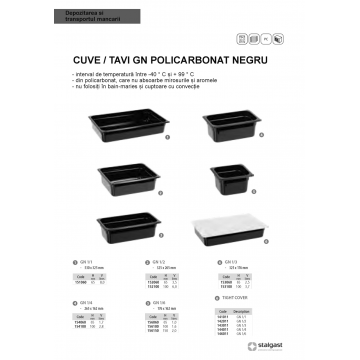 Tava gastronorm GN 1/3 100 policarbonat negru (325 x 176 mm)