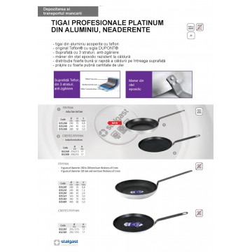 Tigaie din aluminiu profesionala, antiaderenta, acoperire teflon, PLATINUM, Ø 36 cm