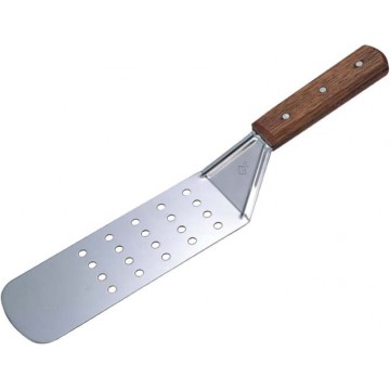 Spatula perforata, maner din lemn, 20 x 7 cm