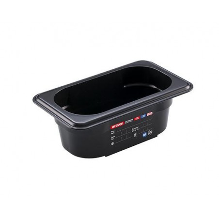 Caserola neagra din abs, fara capac, GN 1/9, capacitate 0.6 l (176 x 108 x 65 mm), Araven