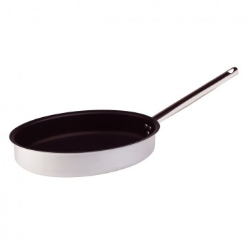 Tigaie ovala prajit peste, antiaderenta cu teflon, aluminiu pur 99.5%, un maner inox, 30x19 cm, H 6 cm